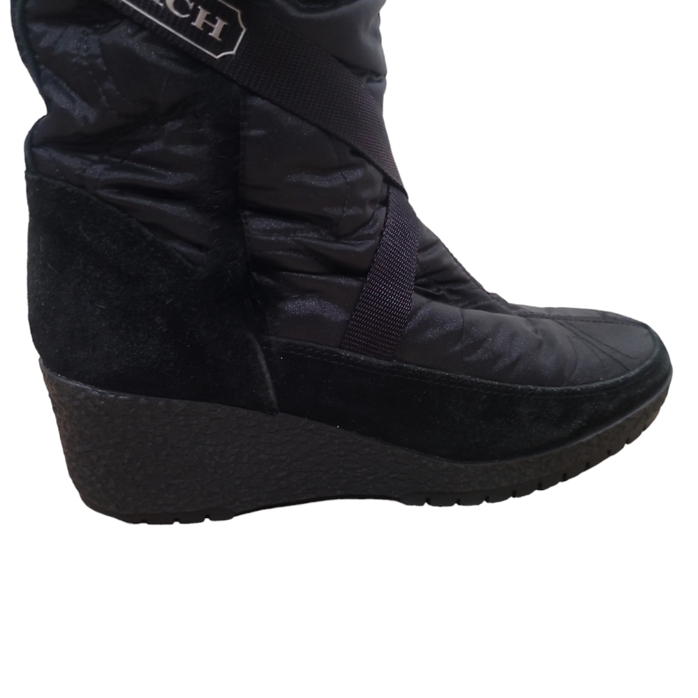 Coach Black Ankle Boots with Fur Trim - Picture 3 of 8